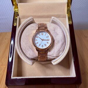 Accutime Ladies' Rose Gold & White Tone Modern Watch, 32mm